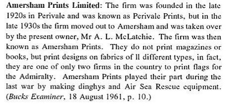 The history of Amersham Prints from a 1947 article