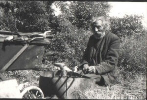 "Old Bob" (Bob Grace) with the pram he used to help him to walk (PHO3302)