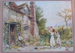 19th century painting of Chimney Cottage by Myles Burkett Foster