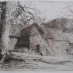 Rectory Barn - an etching by William Monk 1900