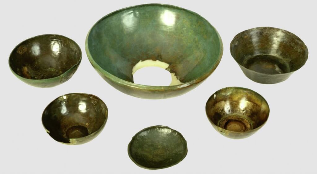 Roman bowls c400 AD made from sheet bronze (photo by courtesy of Bucks County Museum)