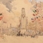 Painting by local artist, Car Richardson of the Peace Day celebrations in Whitehall