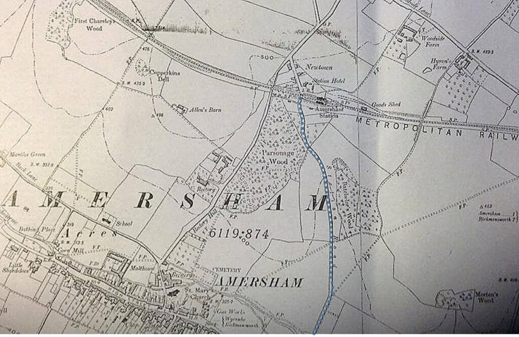 Map of Amersham-on-the-Hill soon after the railway opened