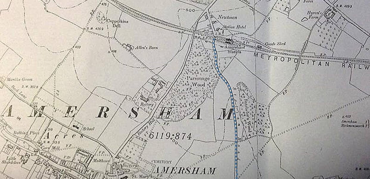 Map of Amersham on the Hill soon after the railway opened