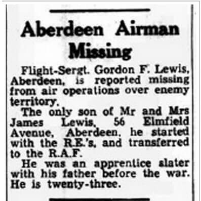 Notice in Aberdeen press June 1944