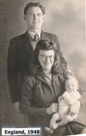 Paul Wojdak with Mother and Father, Uxbridge 1948