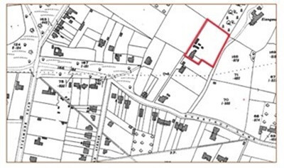 Extract of 1924 Map of Chestnut Lane, showing the site of Hollybush Nursery in red
