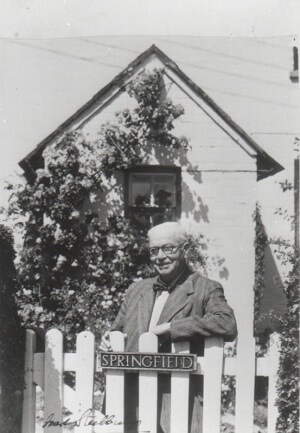Fred Stubbings standing in front of Springfield c 1950