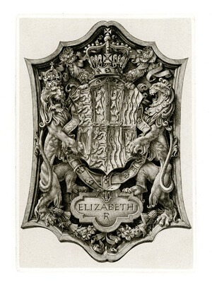 1946 bookplate for Princess Elizabeth, when she was 20 years old and before she became Queen, courtesy of Andrew Hall