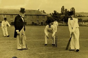“Old-time” Cricket match on Barn Meadow, 2 June 1953, photo by Ron Haddock, courtesy of Bucks Archive.