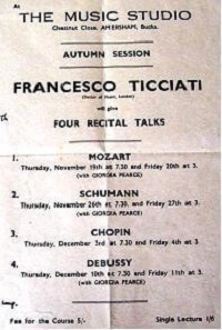 Music studioFlyer for Francesco Ticciati’s Four Recital Tales at the Music Studio courtesy of Amersham Museum 