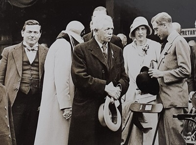 Alfred Short, then Under Secretary for Home Affairs on the left, with Home Secretary J R Clynes in middle and HRH Prince of Wales on the right, 1930 courtesy of the family
