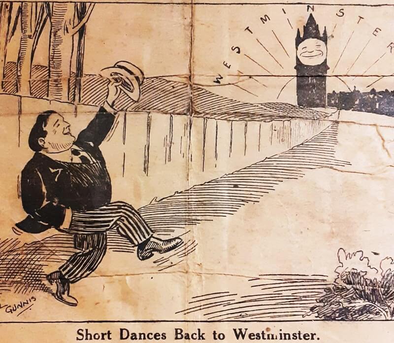 Labour Party cartoon of Alfred Short after he retained his seat at the 1924 election