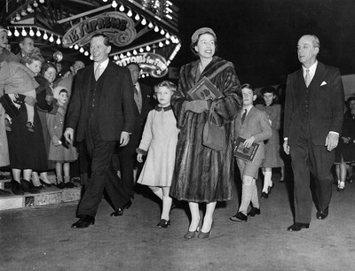 Bernard Mills, Princess Anne, the late Queen, Prince Charles and Cyril Mills at the 1952 Royal Performance at Olympia