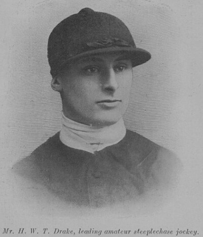 1911 photo of Jack Drake, leading amateur steeplechase Jockey