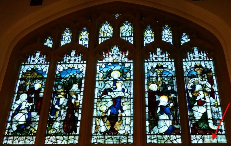stained glass window in the St. Catherine’s Chapel