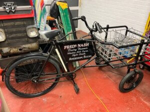The restored Frederick Nash milk delivery tricycle