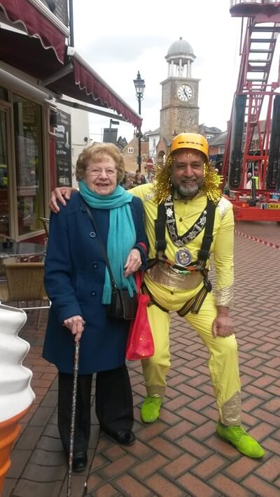 Vera and the Mayor of Chesham (?) at a community event in Chesham