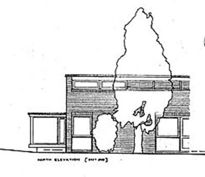 Bill Mullin’s drawing of the north elevation of Vine House showing the garden extension