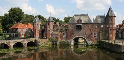 View of mediaeval buildings with river